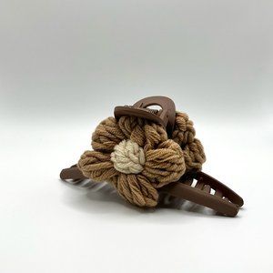 Spring Flower Claw Clip- Knitted flower